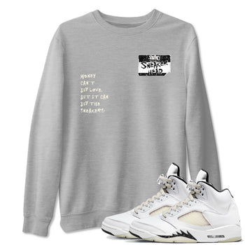 5s Sail shirt to match jordans Sneakerhead Badge sneaker tees Air Jordan 5 Sail SNRT Sneaker Release Tees unisex cotton Heather Grey 1 crew neck shirt