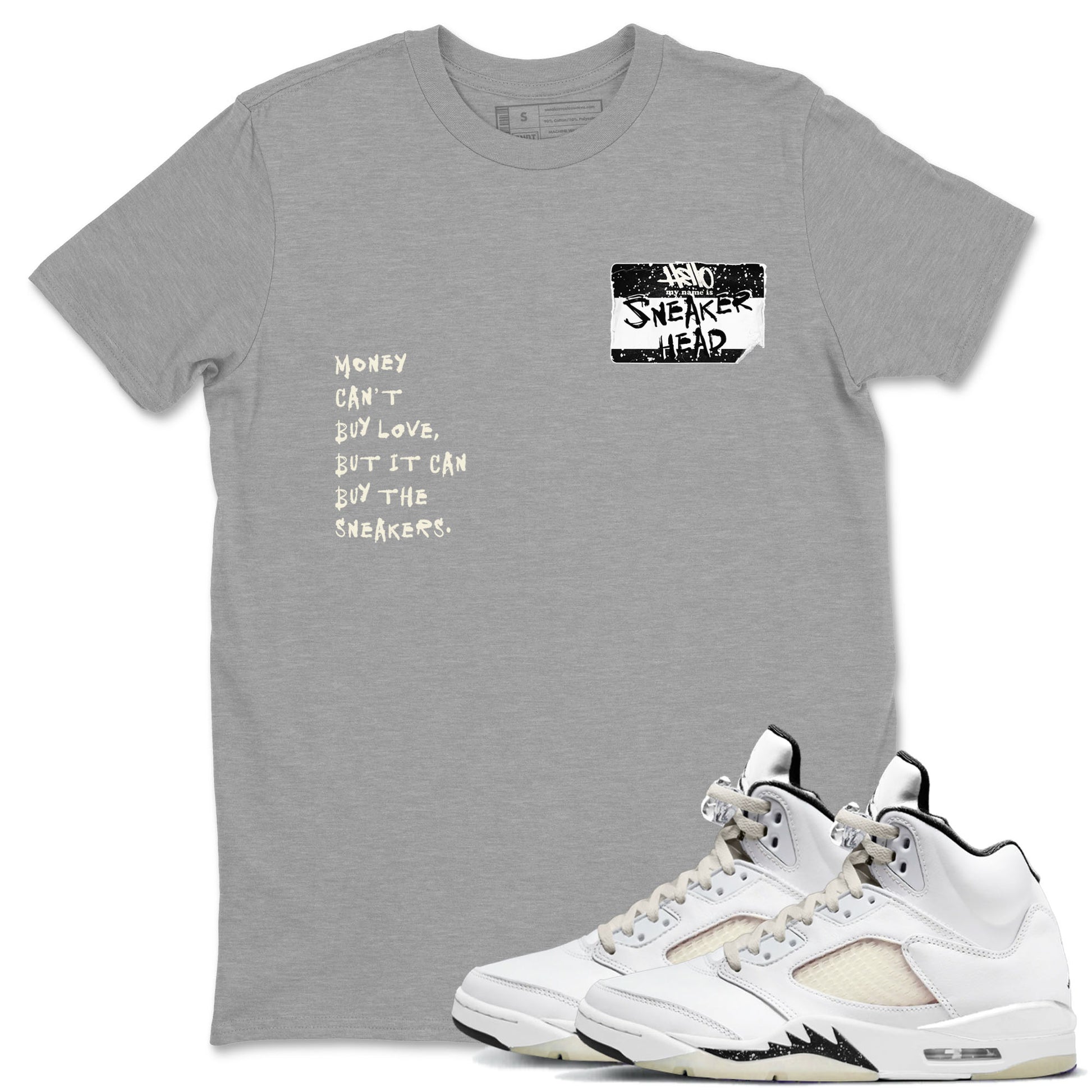 5s Sail shirt to match jordans Sneakerhead Badge sneaker tees Air Jordan 5 Sail SNRT Sneaker Release Tees unisex cotton Heather Grey 1 crew neck shirt