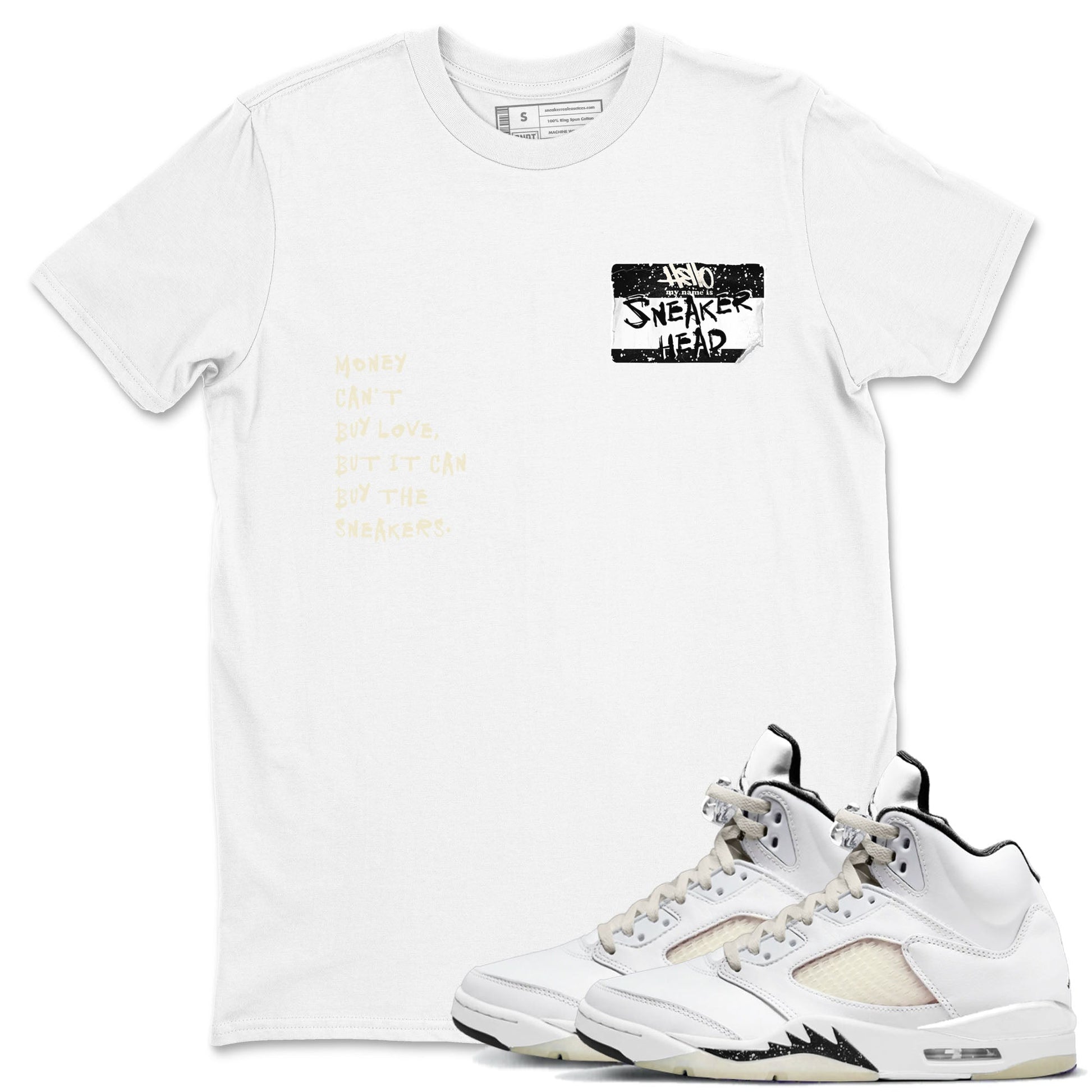 5s Sail shirt to match jordans Sneakerhead Badge sneaker tees Air Jordan 5 Sail SNRT Sneaker Release Tees unisex cotton White 1 crew neck shirt