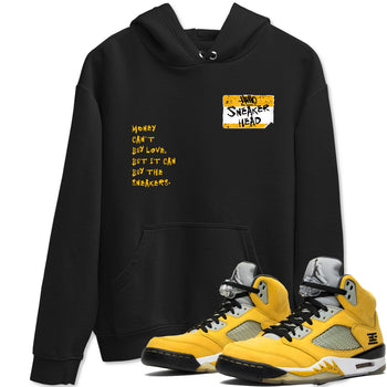 Sneakerhead Badge sneaker match t-shirt styled to complete your fit with the Air Jordan 5 Tokyo sneakers, shown in Black 1.