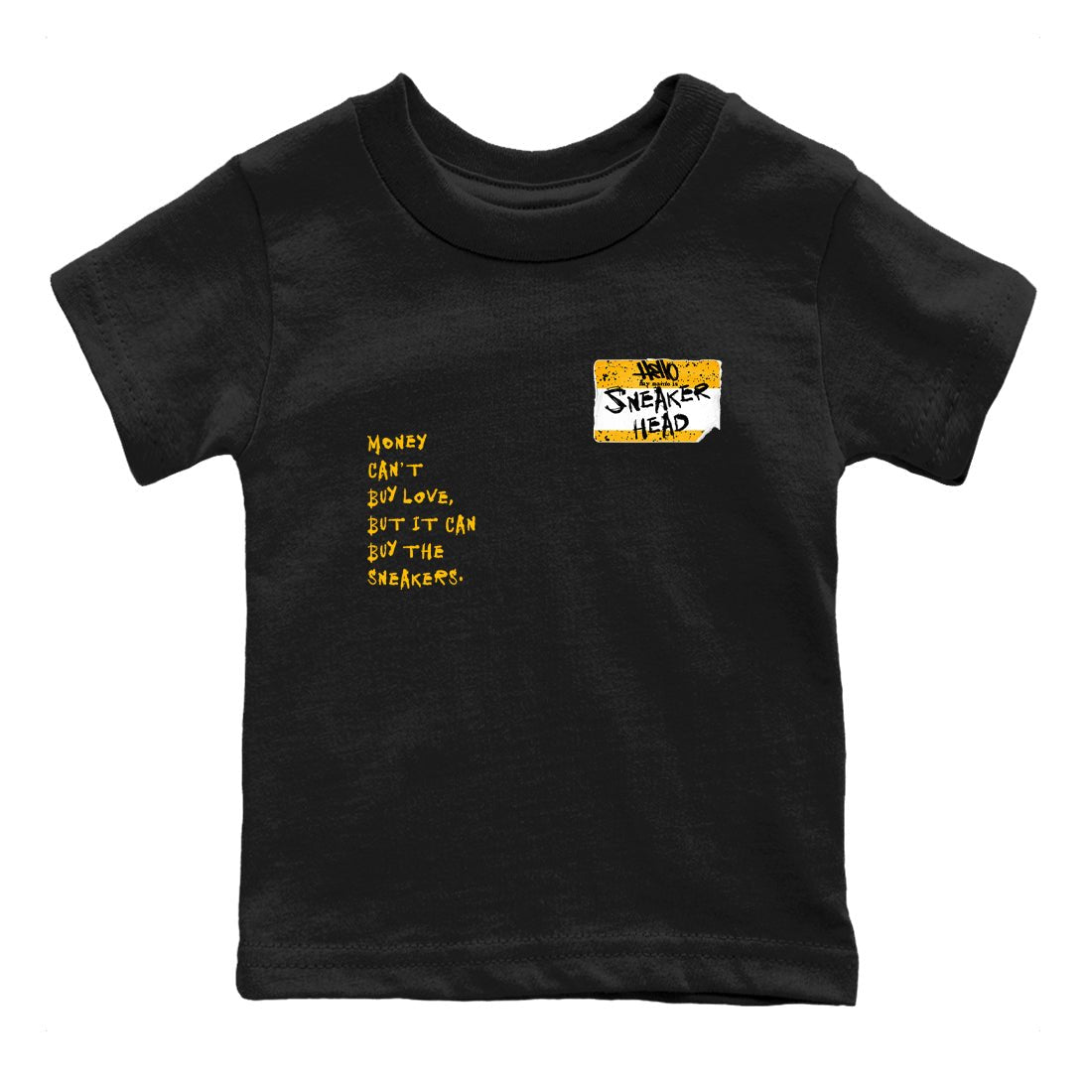 Sneakerhead Badge baby and kids t-shirt crafted for little sneakerheads to shine with the Air Jordan 5 Tokyo sneakers, displayed in Black 2.