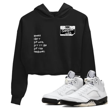5s White Black shirts to match jordans Sneakerhead Badge sneaker match tees Air Jordan 5 White Black match shoes to clothes SNRT Sneaker Tees unisex cotton Black 1 crop tee