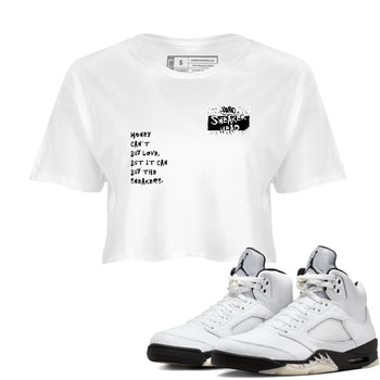 5s White Black shirts to match jordans Sneakerhead Badge sneaker match tees Air Jordan 5 White Black match shoes to clothes SNRT Sneaker Tees unisex cotton White 1 crop tee