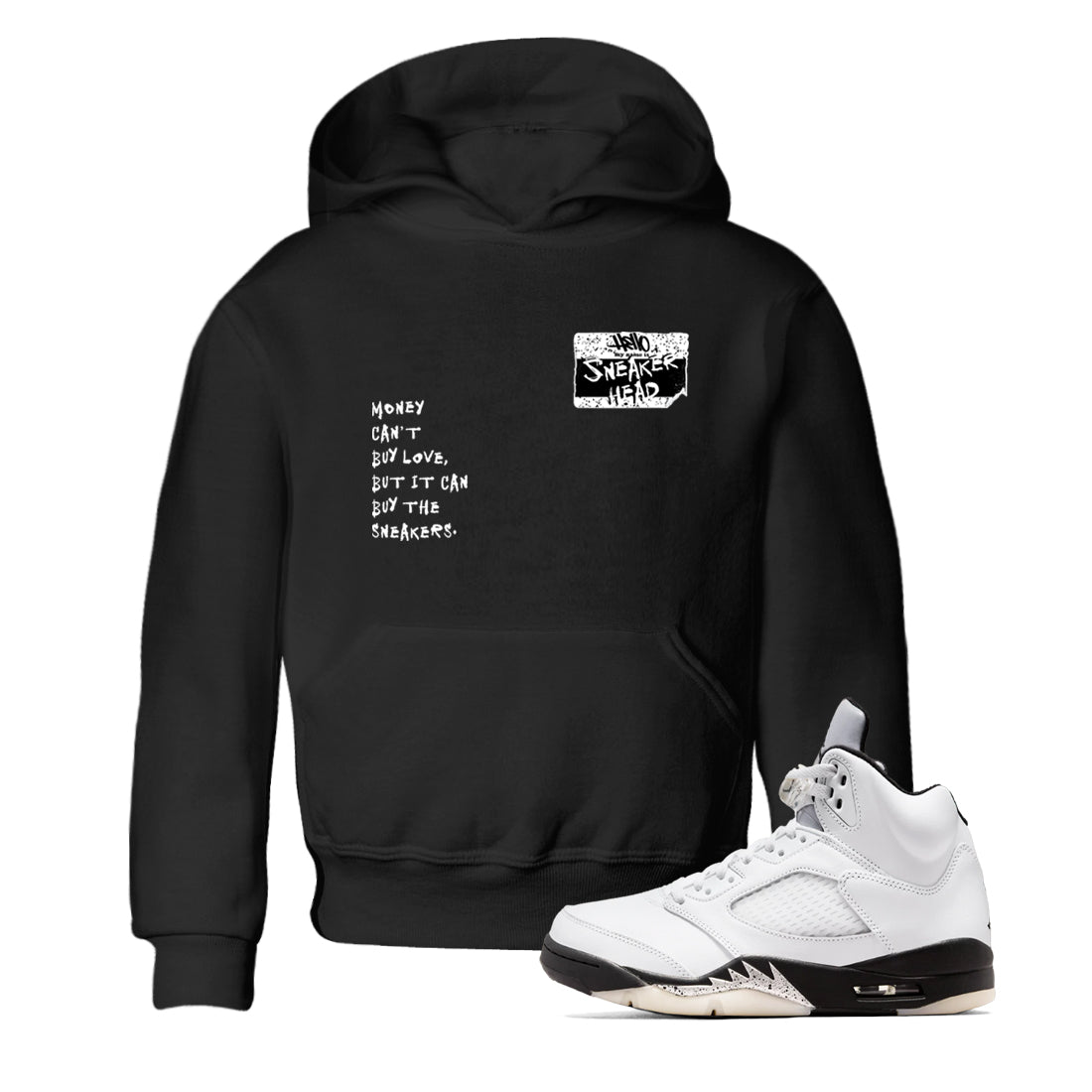 5s White Black shirts to match jordans Sneakerhead Badge sneaker match tees Air Jordan 5 White Black match shoes to clothes SNRT Sneaker Tees Youth Baby Black 1 tee