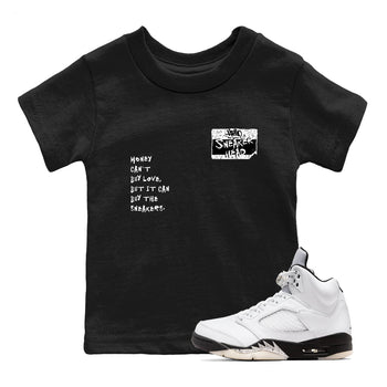 5s White Black shirts to match jordans Sneakerhead Badge sneaker match tees Air Jordan 5 White Black match shoes to clothes SNRT Sneaker Tees Youth Baby Black 1 tee