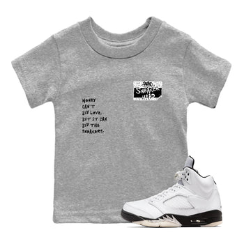 5s White Black shirts to match jordans Sneakerhead Badge sneaker match tees Air Jordan 5 White Black match shoes to clothes SNRT Sneaker Tees Youth Baby Heather Grey 1 tee