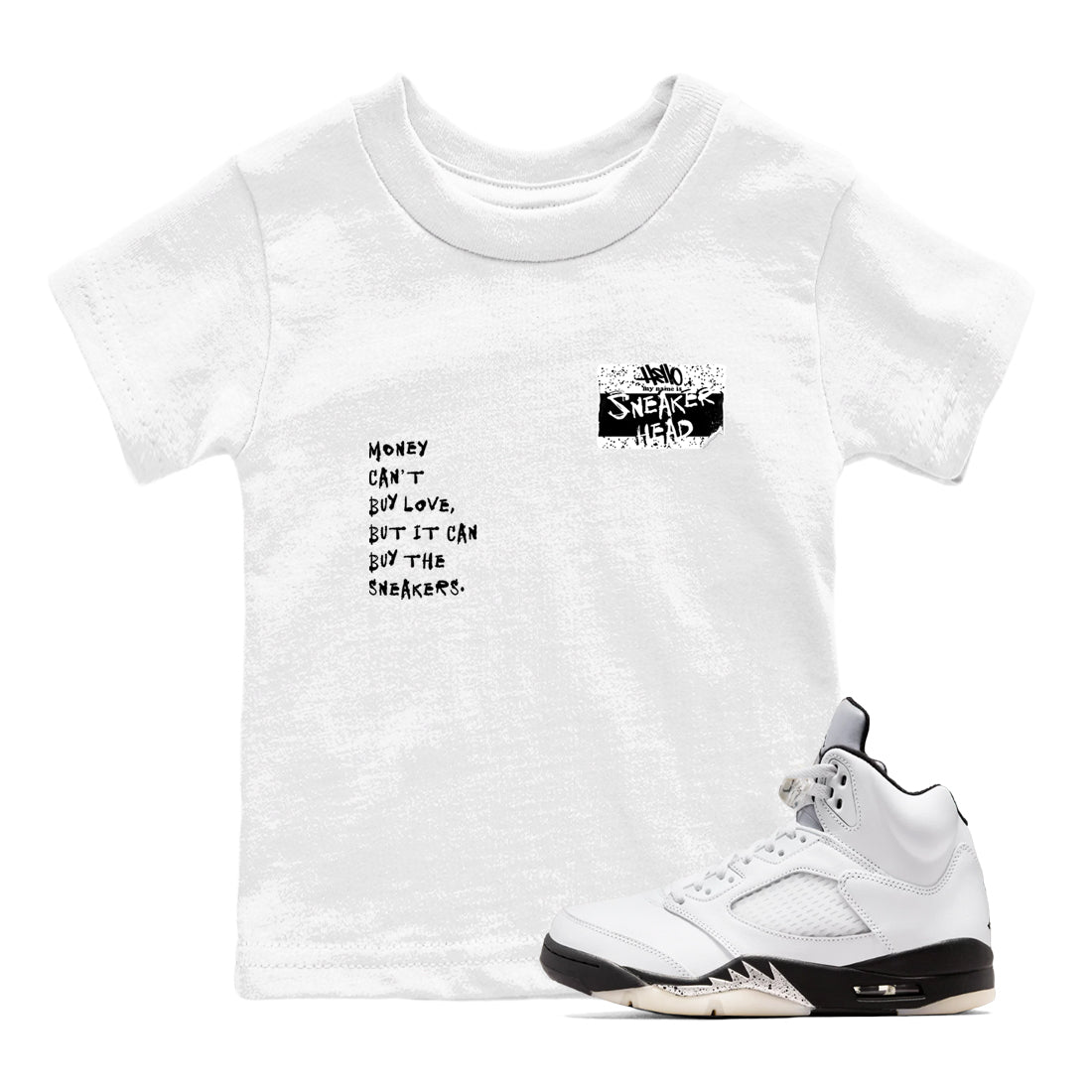 5s White Black shirts to match jordans Sneakerhead Badge sneaker match tees Air Jordan 5 White Black match shoes to clothes SNRT Sneaker Tees Youth Baby White 1 tee