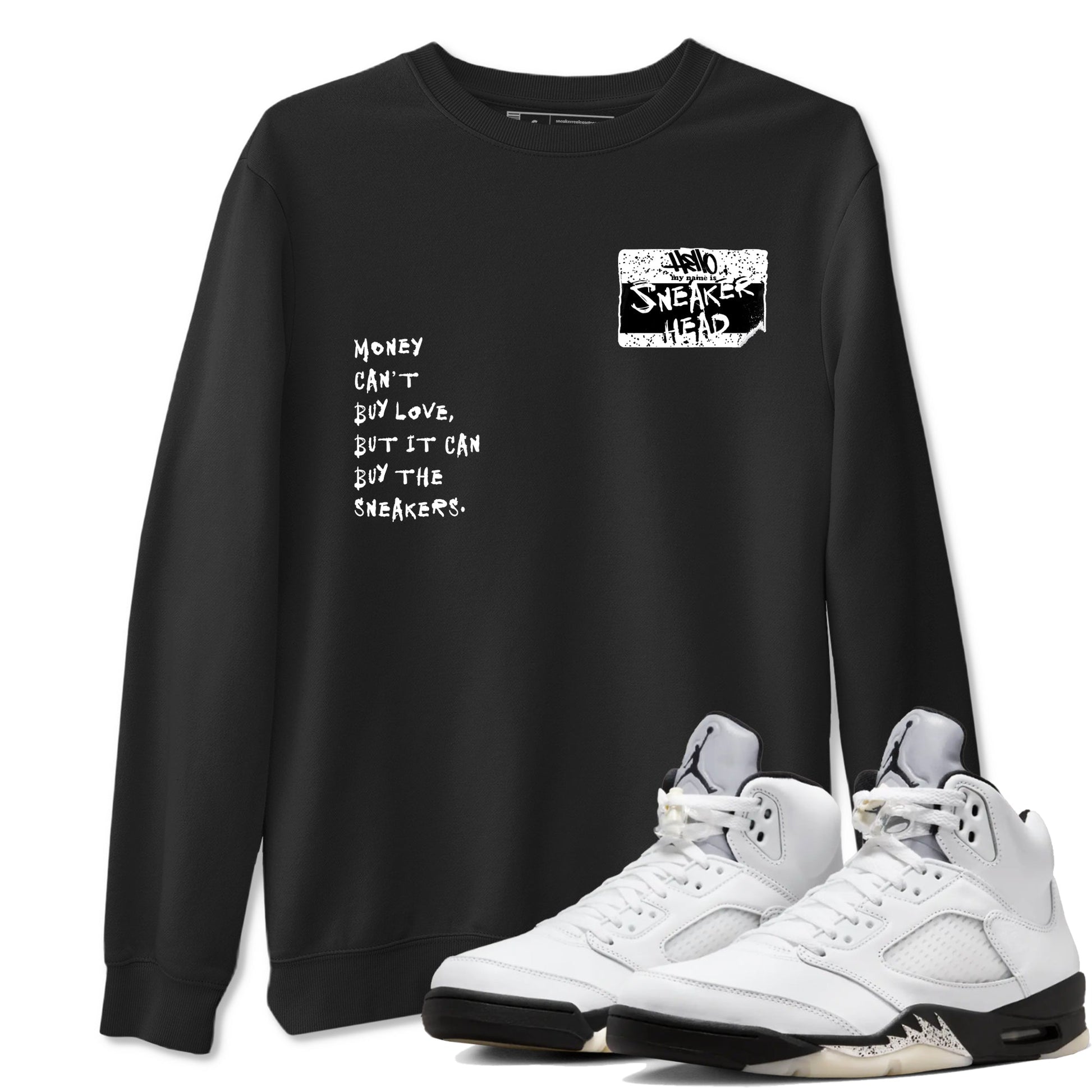 5s White Black shirts to match jordans Sneakerhead Badge sneaker match tees Air Jordan 5 White Black match shoes to clothes SNRT Sneaker Tees unisex cotton Black 1 shirts