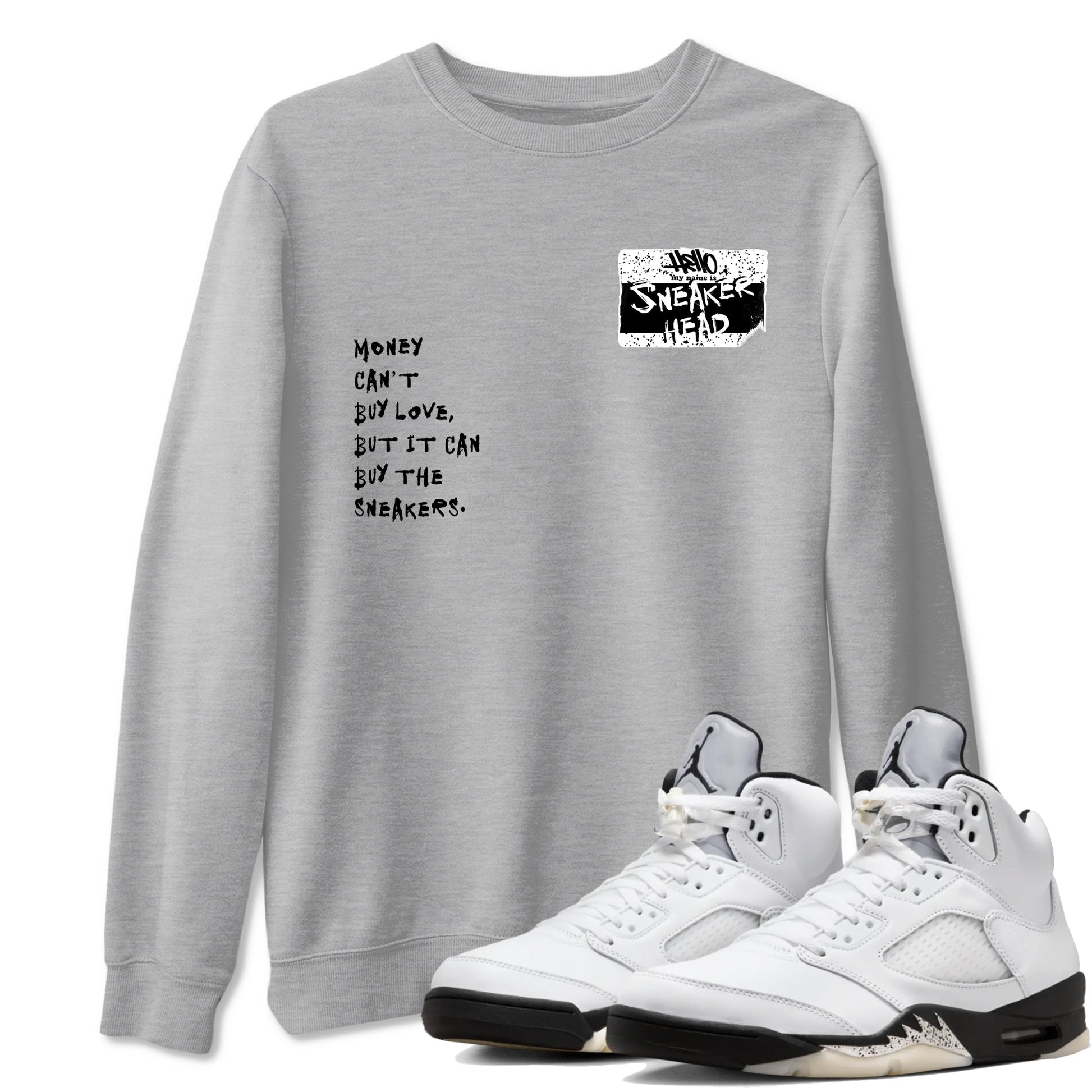 5s White Black shirts to match jordans Sneakerhead Badge sneaker match tees Air Jordan 5 White Black match shoes to clothes SNRT Sneaker Tees unisex cotton Heather Grey 1 shirts