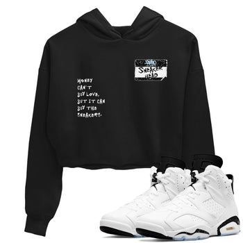 6s White Black shirt to match jordans Sneakerhead Badge sneaker tees Air Jordan 6 White Black SNRT Sneaker Release Tees Black 1 crop length shirt