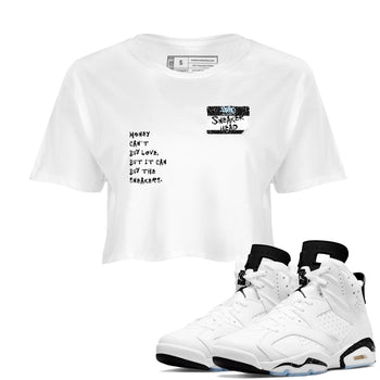 6s White Black shirt to match jordans Sneakerhead Badge sneaker tees Air Jordan 6 White Black SNRT Sneaker Release Tees White 1 crop length shirt