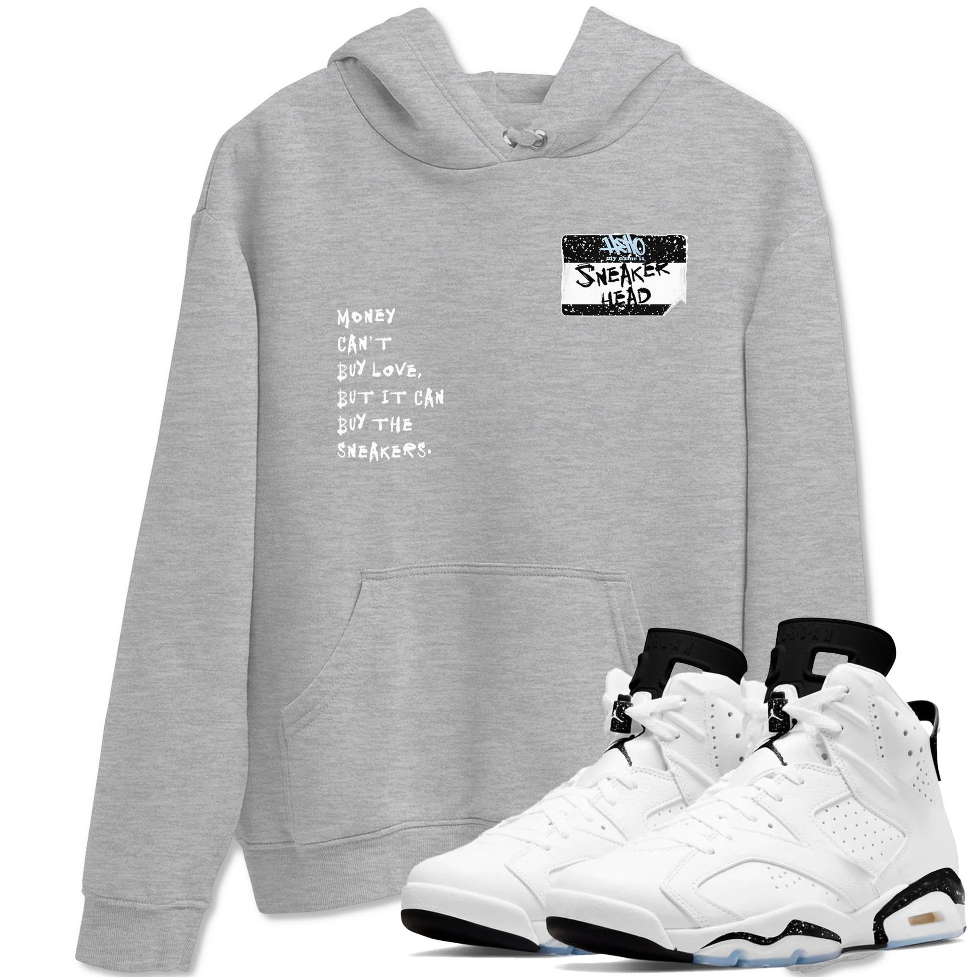 6s White Black shirt to match jordans Sneakerhead Badge sneaker tees Air Jordan 6 White Black SNRT Sneaker Release Tees unisex cotton Heather Grey 1 crew neck shirt