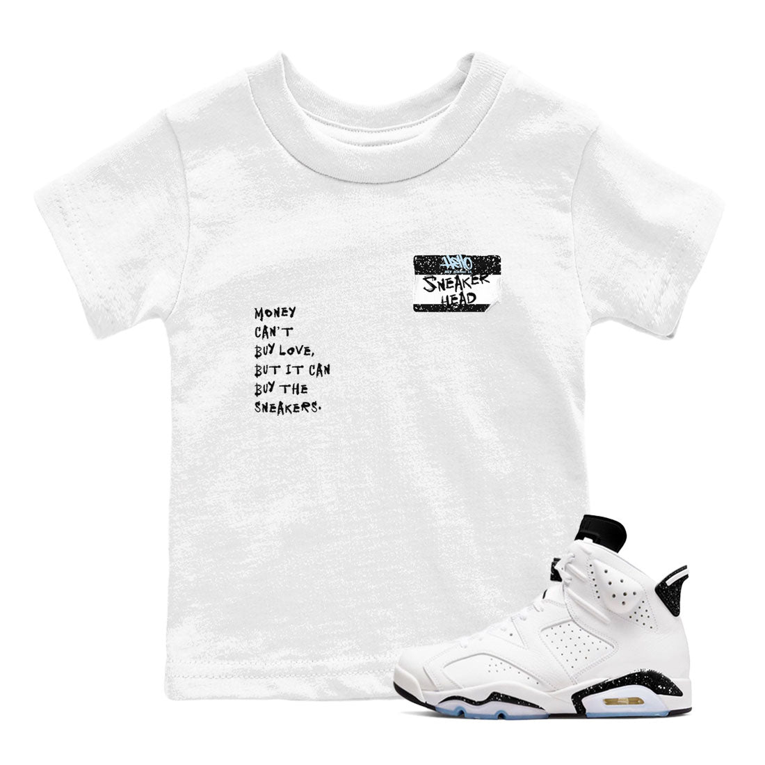 6s White Black shirt to match jordans Sneakerhead Badge sneaker tees Air Jordan 6 White Black SNRT sneaker release tees baby toddler White 1 cotton Shirt