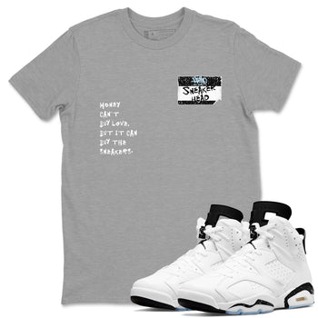 6s White Black shirt to match jordans Sneakerhead Badge sneaker tees Air Jordan 6 White Black SNRT Sneaker Release Tees unisex cotton Heather Grey 1 crew neck shirt