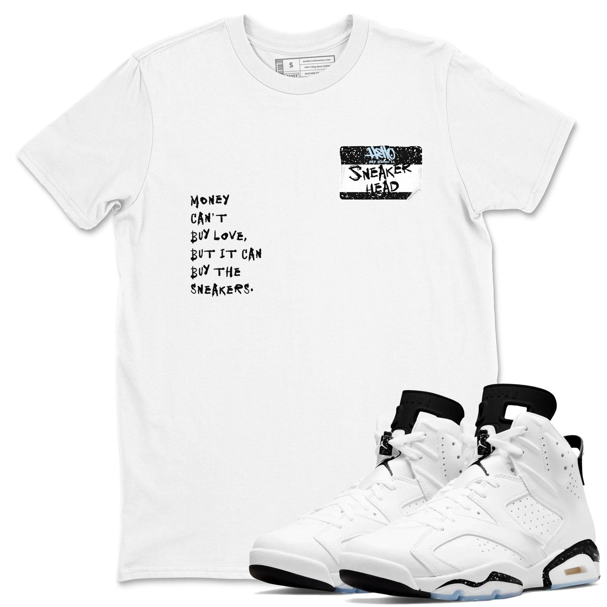 6s White Black shirt to match jordans Sneakerhead Badge sneaker tees Air Jordan 6 White Black SNRT Sneaker Release Tees unisex cotton White 1 crew neck shirt