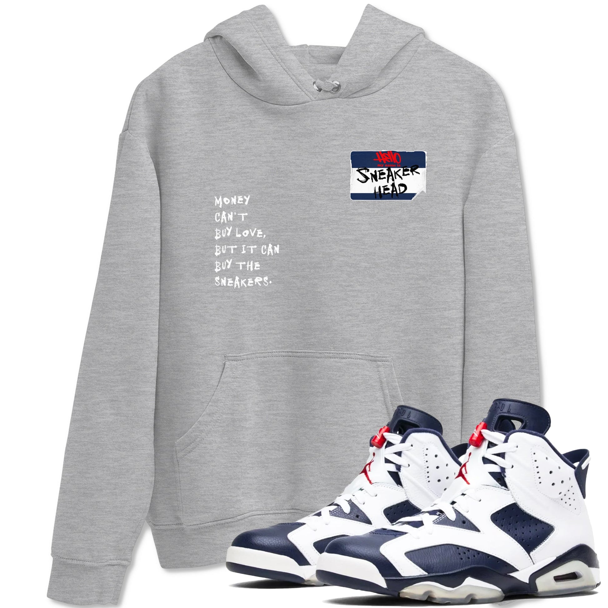 6s White And Midnight Navy shirts to match jordans Sneakerhead Badge sneaker match tees Air Jordan 6 White And Midnight Navy SNRT Sneaker Release Tees unisex cotton Heather Grey 1 crew neck shirts