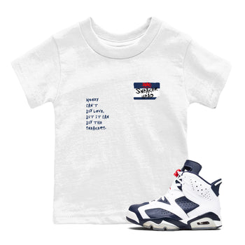 6s White And Midnight Navy shirts to match jordans Sneakerhead Badge sneaker match tees Air Jordan 6 White And Midnight Navy SNRT Sneaker Release Tees Youth Baby White 1 crew neck shirts