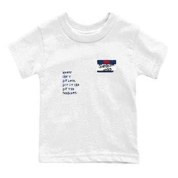6s White And Midnight Navy shirts to match jordans Sneakerhead Badge sneaker match tees Air Jordan 6 White And Midnight Navy SNRT Sneaker Release Tees Youth Baby White 2 crew neck shirts