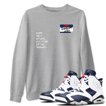 6s White And Midnight Navy shirts to match jordans Sneakerhead Badge sneaker match tees Air Jordan 6 White And Midnight Navy SNRT Sneaker Release Tees unisex cotton Heather Grey 1 crew neck shirts