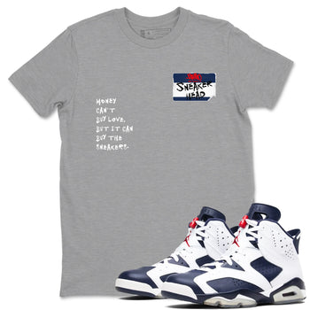 6s White And Midnight Navy shirts to match jordans Sneakerhead Badge sneaker match tees Air Jordan 6 White And Midnight Navy SNRT Sneaker Release Tees unisex cotton Heather Grey 1 crew neck shirts
