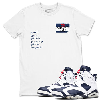 6s White And Midnight Navy shirts to match jordans Sneakerhead Badge sneaker match tees Air Jordan 6 White And Midnight Navy SNRT Sneaker Release Tees unisex cotton White 1 crew neck shirts