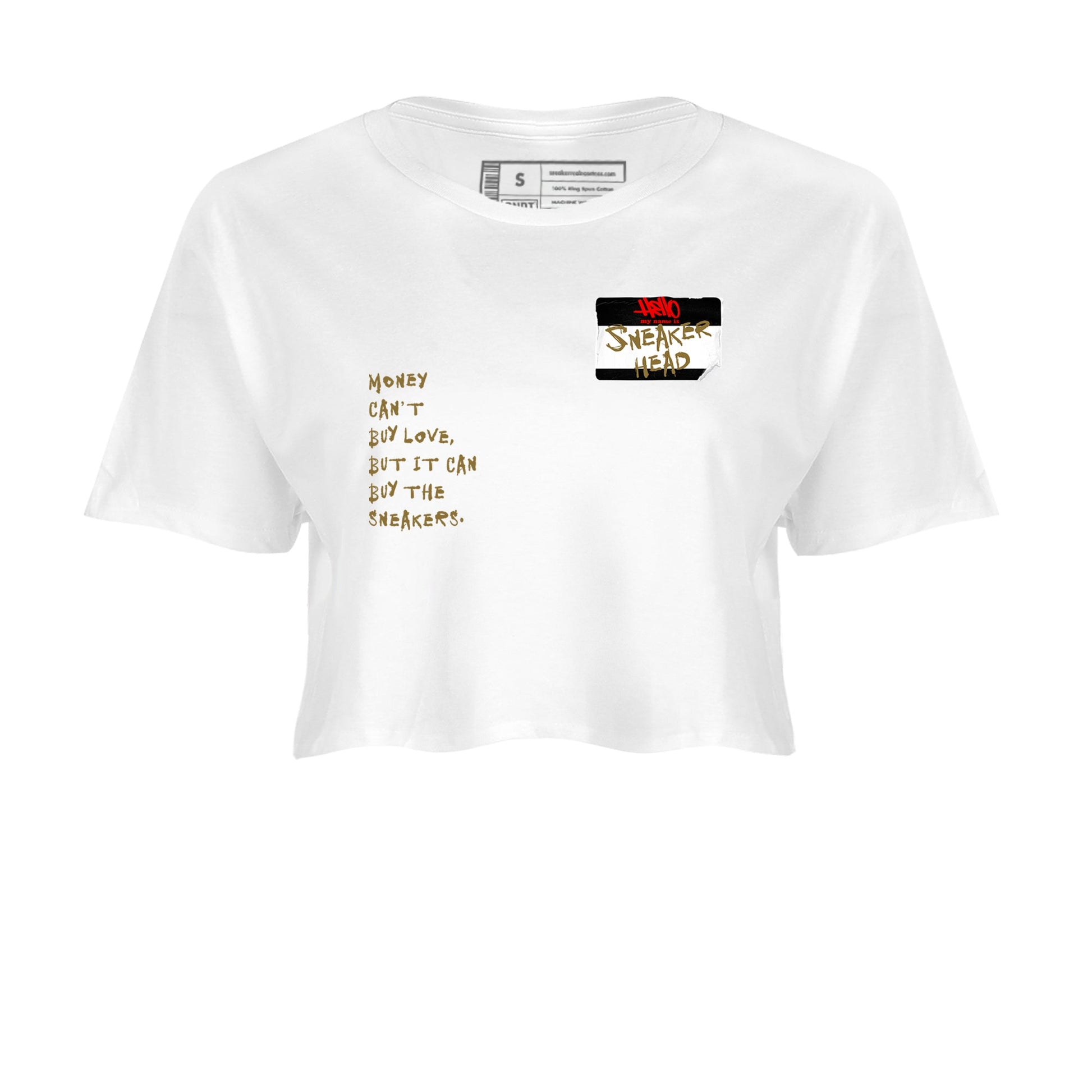 9s Olive shirts to match jordans Sneakerhead Badge sneaker match tees Air Jordan 9 Olive match shoes to clothes SNRT Sneaker Tees unisex cotton White 2 crop tee