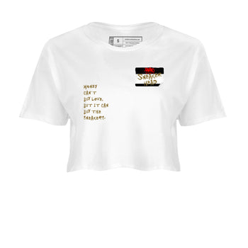 9s Olive shirts to match jordans Sneakerhead Badge sneaker match tees Air Jordan 9 Olive match shoes to clothes SNRT Sneaker Tees unisex cotton White 2 crop tee