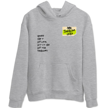 Sneakerhead Badge sneaker match t-shirt styled to complete your fit with the Jordan Jumpman Jack Travis Scott Bright Cactus sneakers, shown in Heather Grey 2.