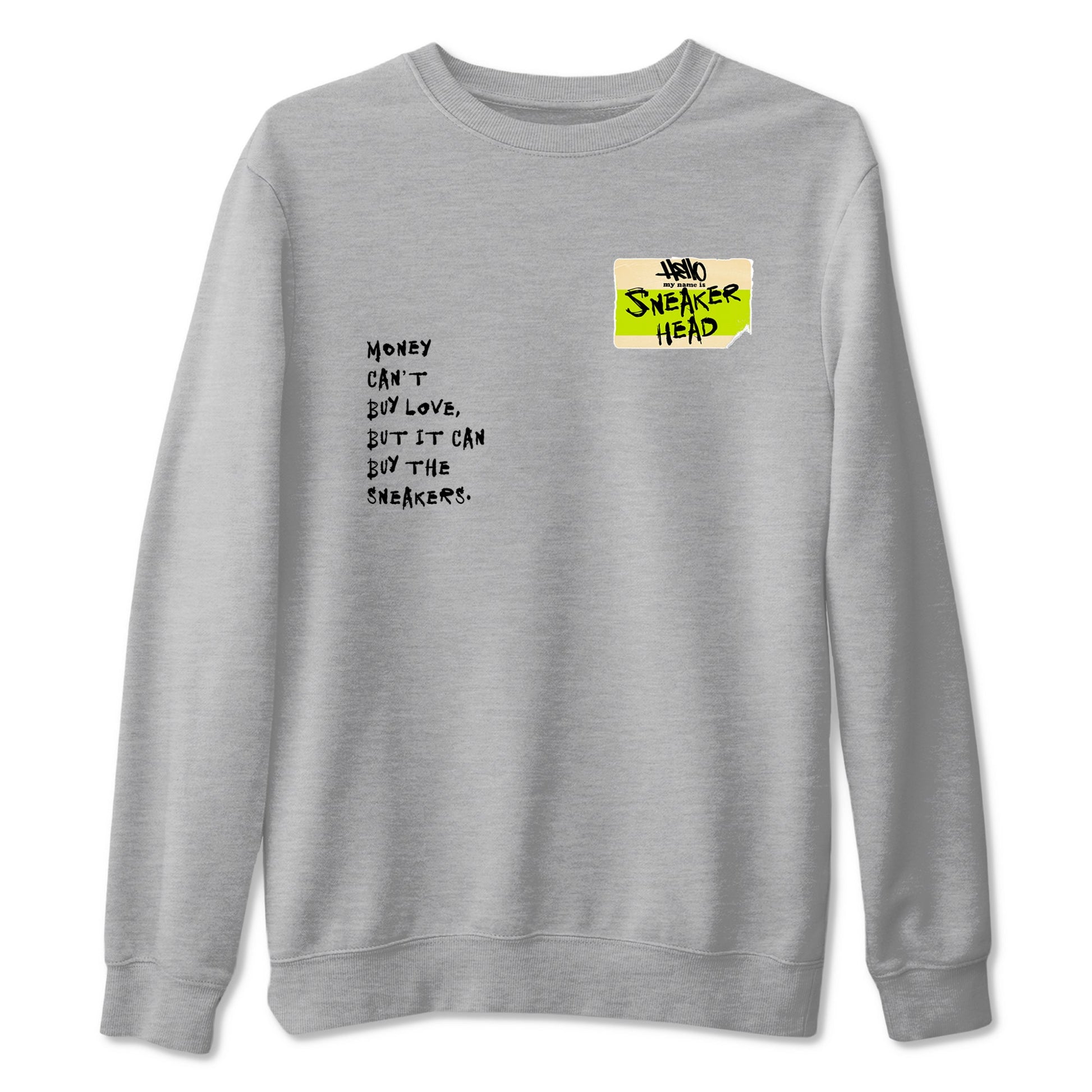 Sneakerhead Badge sneaker match t-shirt styled to complete your fit with the Jordan Jumpman Jack Travis Scott Bright Cactus sneakers, shown in Heather Grey 2.