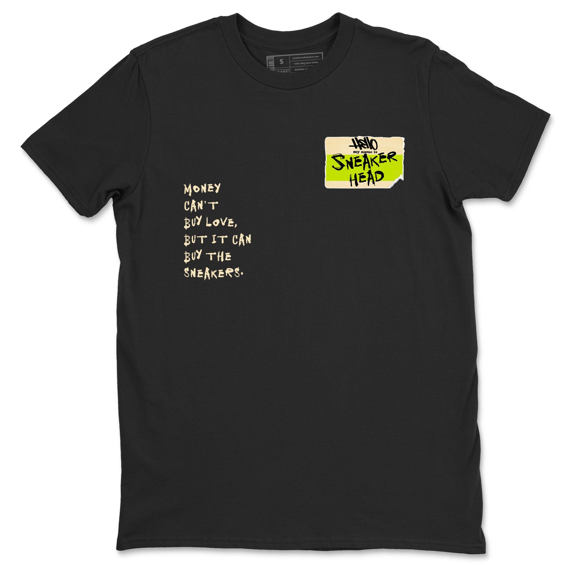 Sneakerhead Badge sneaker match t-shirt styled to complete your fit with the Jordan Jumpman Jack Travis Scott Bright Cactus sneakers, shown in Black 2.