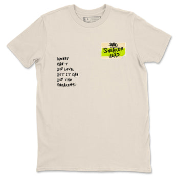 Sneakerhead Badge sneaker match t-shirt styled to complete your fit with the Jordan Jumpman Jack Travis Scott Bright Cactus sneakers, shown in Natural 2.