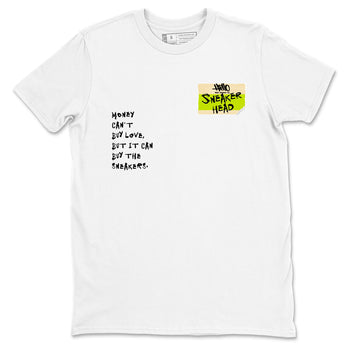 Sneakerhead Badge sneaker match t-shirt styled to complete your fit with the Jordan Jumpman Jack Travis Scott Bright Cactus sneakers, shown in White 2.