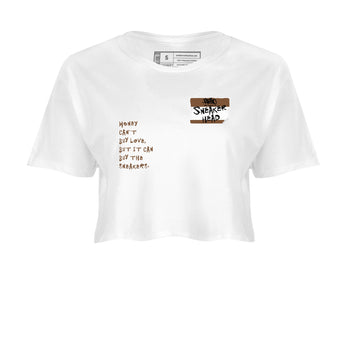 Jordan Jumpman Jack TR Travis Scott Dark Mocha shirts to match jordans Sneakerhead Badge sneaker match tees Jordan Jumpman Jack Travis Scott Dark Mocha match shoes to clothes SNRT Sneaker Tees unisex cotton White 2 crop tee