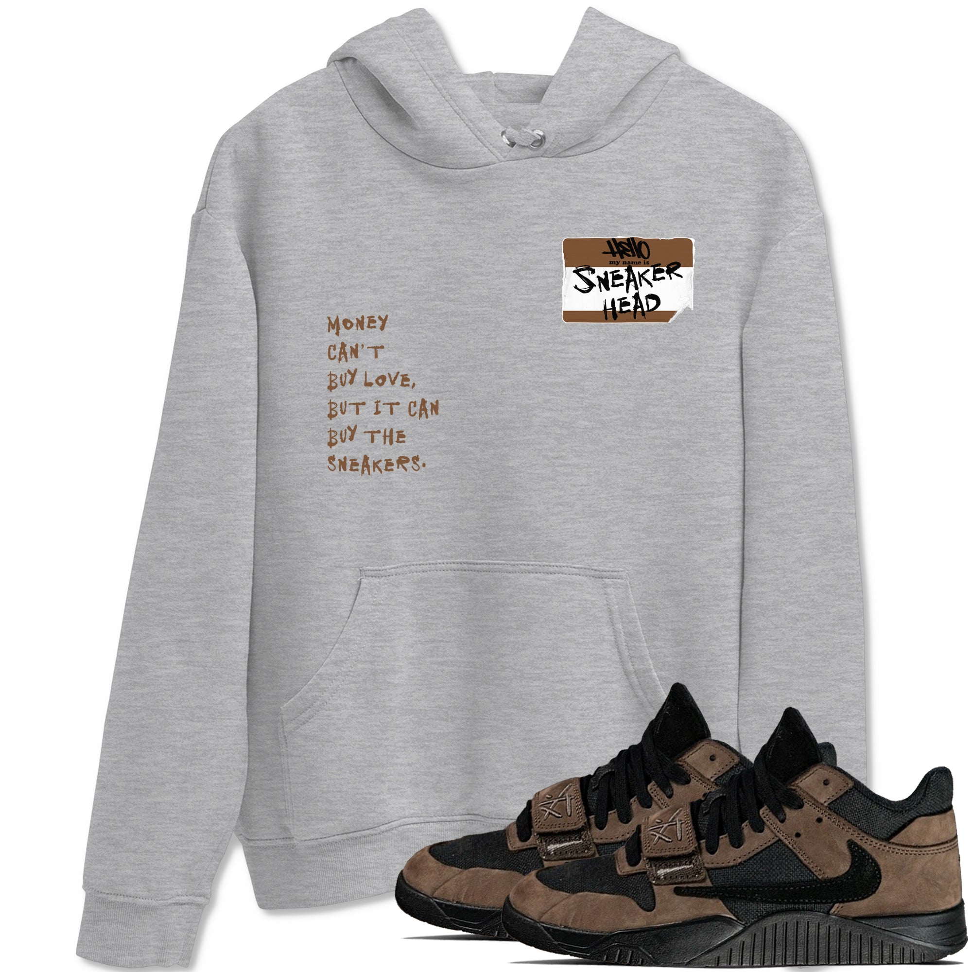 Jordan Jumpman Jack TR Travis Scott Dark Mocha shirts to match jordans Sneakerhead Badge sneaker match tees Jordan Jumpman Jack Travis Scott Dark Mocha match shoes to clothes SNRT Sneaker Tees unisex cotton Heather Grey 1 shirts