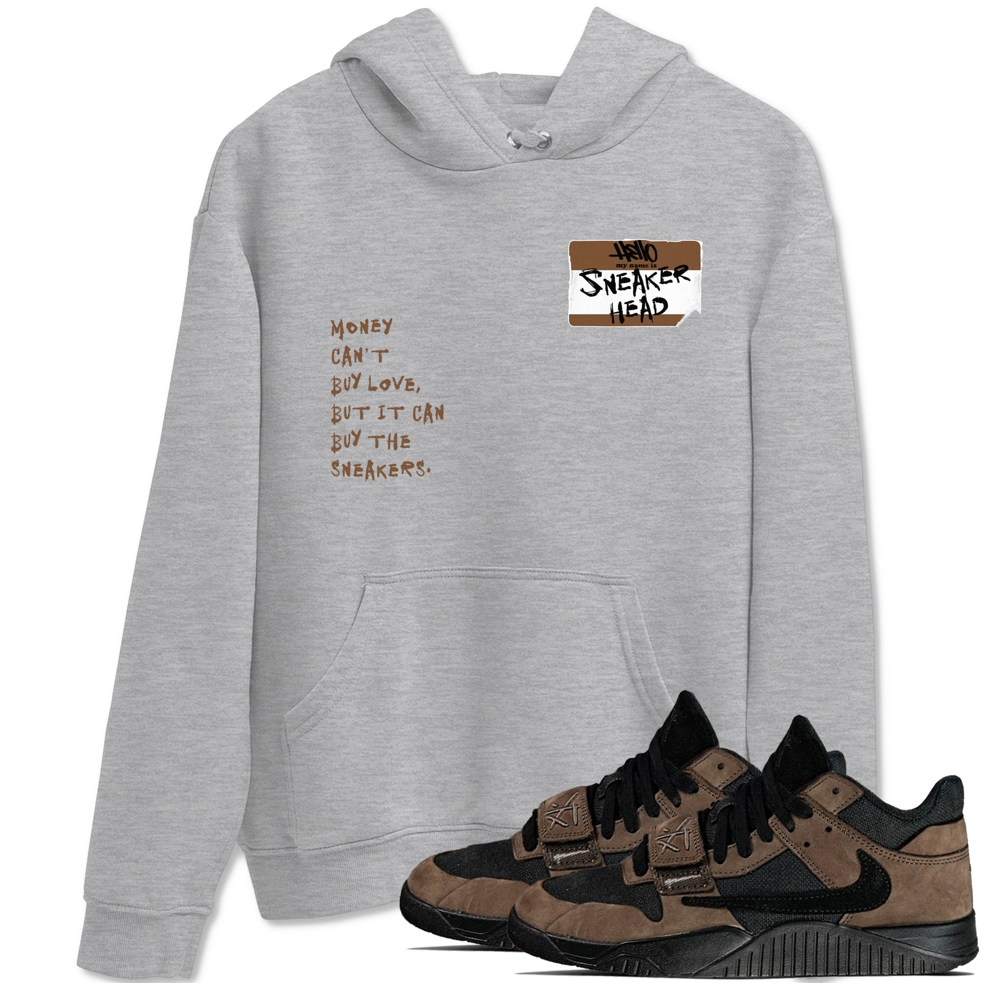 Jordan Jumpman Jack TR Travis Scott Dark Mocha shirts to match jordans Sneakerhead Badge sneaker match tees Jordan Jumpman Jack Travis Scott Dark Mocha match shoes to clothes SNRT Sneaker Tees unisex cotton Heather Grey 1 shirts