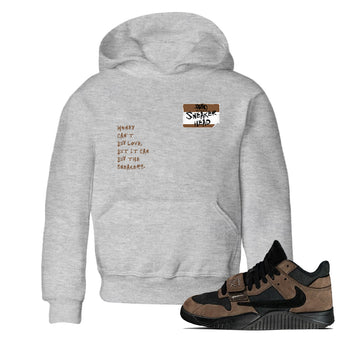 Jordan Jumpman Jack TR Travis Scott Dark Mocha shirts to match jordans Sneakerhead Badge sneaker match tees Jordan Jumpman Jack Travis Scott Dark Mocha match shoes to clothes SNRT Sneaker Tees Youth Baby Heather Grey 1 tee