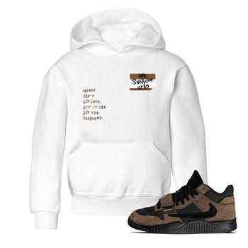 Jordan Jumpman Jack TR Travis Scott Dark Mocha shirts to match jordans Sneakerhead Badge sneaker match tees Jordan Jumpman Jack Travis Scott Dark Mocha match shoes to clothes SNRT Sneaker Tees Youth Baby White 1 tee