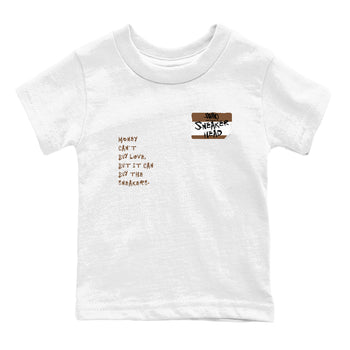 Jordan Jumpman Jack TR Travis Scott Dark Mocha shirts to match jordans Sneakerhead Badge sneaker match tees Jordan Jumpman Jack Travis Scott Dark Mocha match shoes to clothes SNRT Sneaker Tees Youth Baby White 2 tee