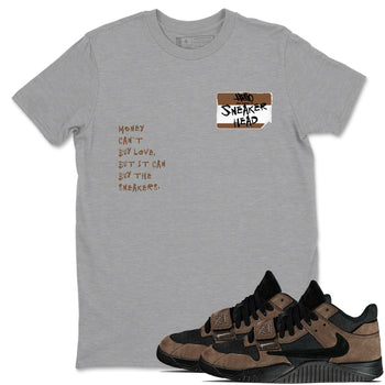Jordan Jumpman Jack TR Travis Scott Dark Mocha shirts to match jordans Sneakerhead Badge sneaker match tees Jordan Jumpman Jack Travis Scott Dark Mocha match shoes to clothes SNRT Sneaker Tees unisex cotton Heather Grey 1 shirts