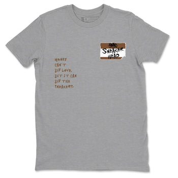 Jordan Jumpman Jack TR Travis Scott Dark Mocha shirts to match jordans Sneakerhead Badge sneaker match tees Jordan Jumpman Jack Travis Scott Dark Mocha match shoes to clothes SNRT Sneaker Tees unisex cotton Heather Grey 2 shirts