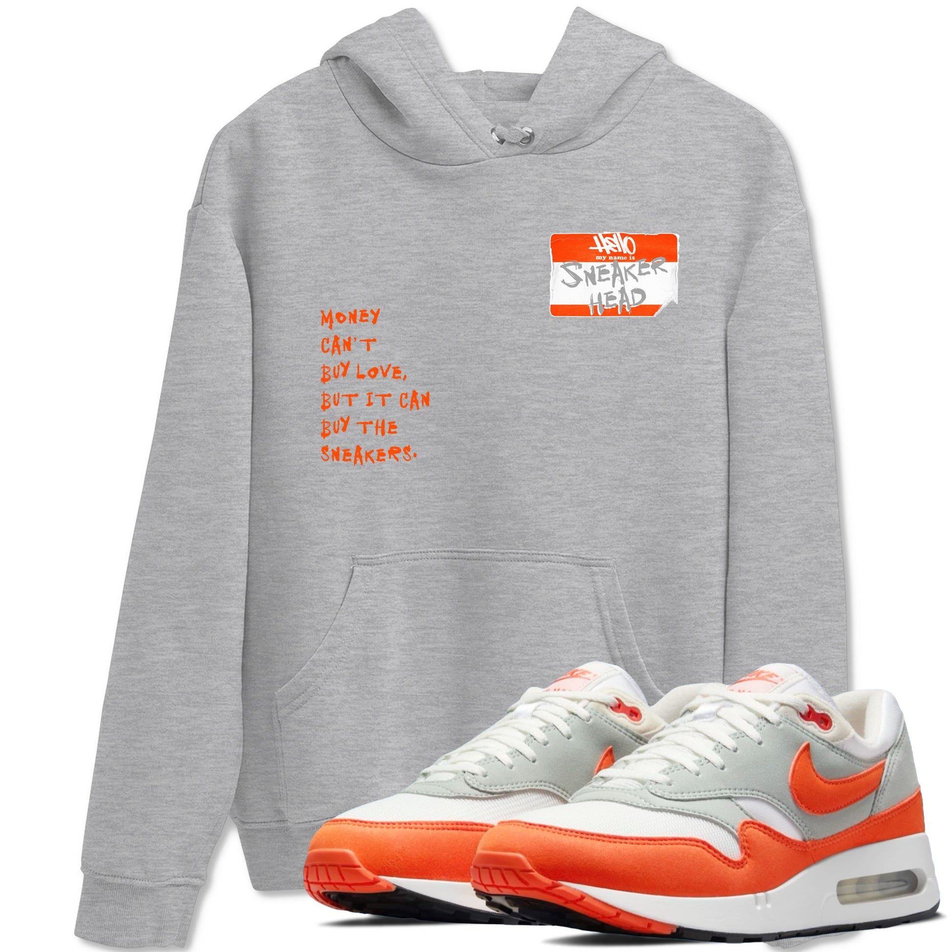 Air Max 1 OG '86 'Summit White and Cosmic Clay shirts to match jordans Sneakerhead Badge sneaker match tees Air Max 1 Cosmic Clay match shoes to clothes SNRT Sneaker Tees unisex cotton Heather Grey 1 shirts