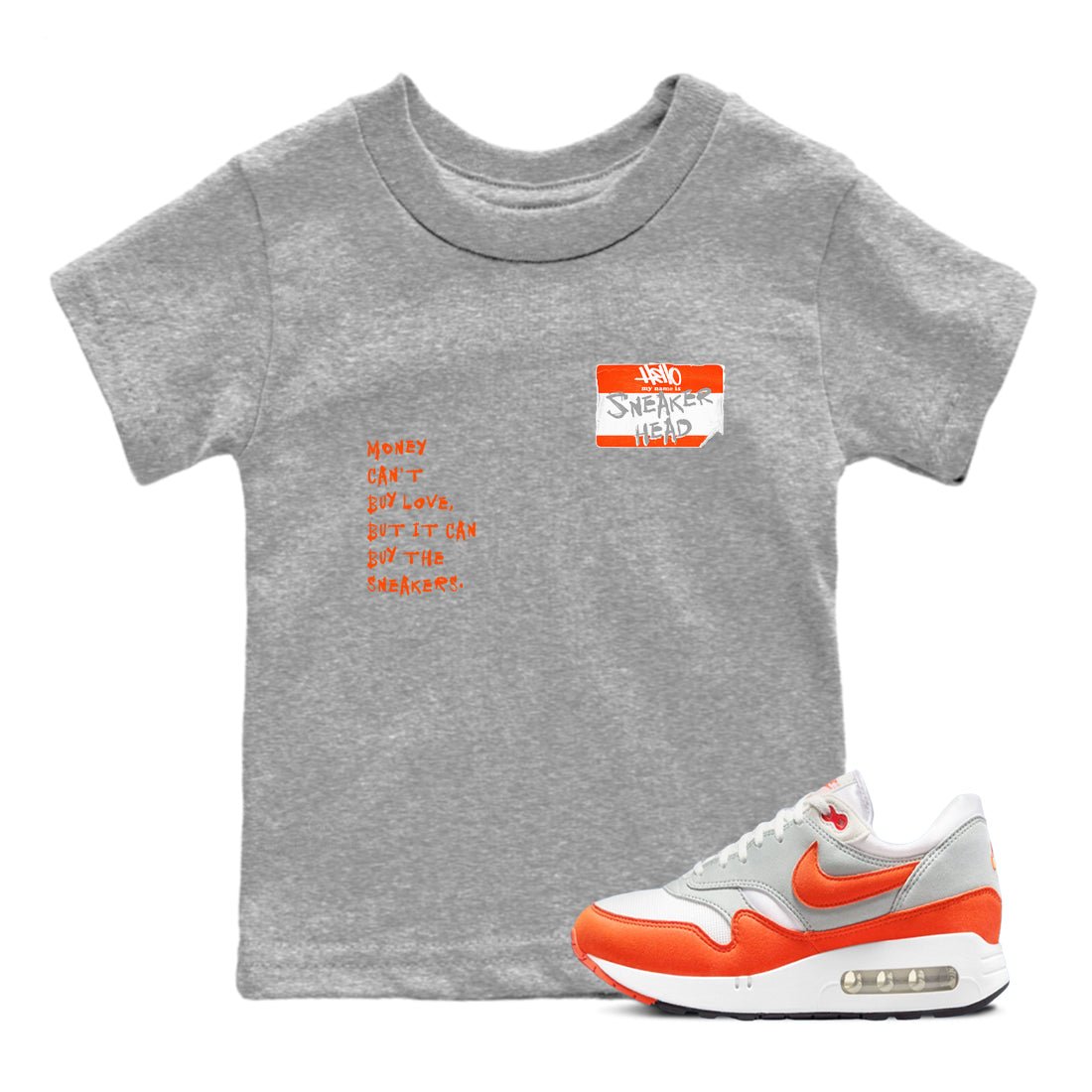 Air Max 1 OG '86 'Summit White and Cosmic Clay shirts to match jordans Sneakerhead Badge sneaker match tees Air Max 1 Cosmic Clay match shoes to clothes SNRT Sneaker Tees Youth Baby Heather Grey 1 tee