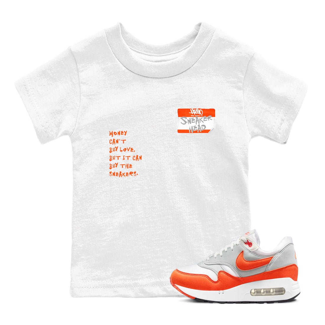 Air Max 1 OG '86 'Summit White and Cosmic Clay shirts to match jordans Sneakerhead Badge sneaker match tees Air Max 1 Cosmic Clay match shoes to clothes SNRT Sneaker Tees Youth Baby White 1 tee