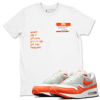 Air Max 1 OG '86 'Summit White and Cosmic Clay shirts to match jordans Sneakerhead Badge sneaker match tees Air Max 1 Cosmic Clay match shoes to clothes SNRT Sneaker Tees unisex cotton White 1 shirts