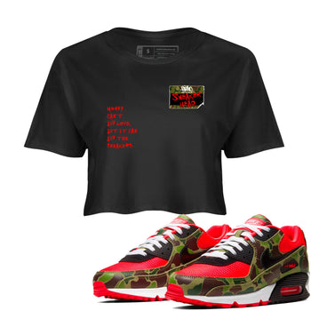 Air Max 90 Duck Camo shirts to match jordans Sneakerhead Badge sneaker match tees Air Max 90 Reverse Duck Camo match shoes to clothes SNRT Sneaker Tees unisex cotton Black 1 crop tee