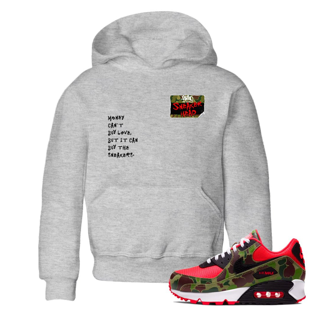 Air Max 90 Duck Camo shirts to match jordans Sneakerhead Badge sneaker match tees Air Max 90 Reverse Duck Camo match shoes to clothes SNRT Sneaker Tees Youth Baby Heather Grey 1 tee