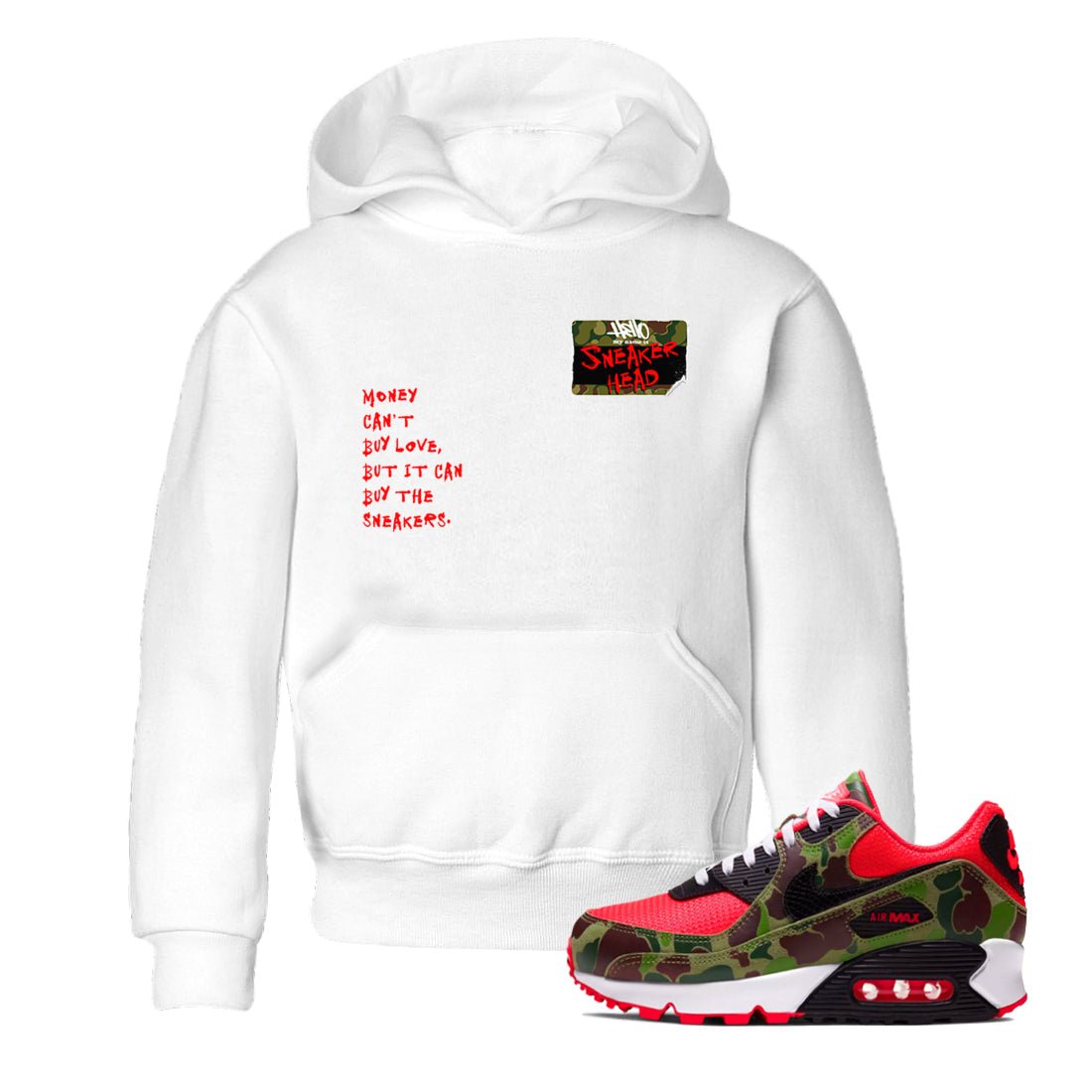 Air Max 90 Duck Camo shirts to match jordans Sneakerhead Badge sneaker match tees Air Max 90 Reverse Duck Camo match shoes to clothes SNRT Sneaker Tees Youth Baby White 1 tee