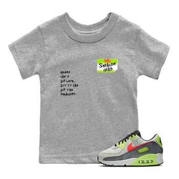 Sneaker Threads – Sneaker Tees To Match Air Max 90 Spruce Aura and Ghost Green – Sneakerhead Badge Youth Graphic Tee Heather Grey 1. Perfect for Jordan releases 2025 colorways.
