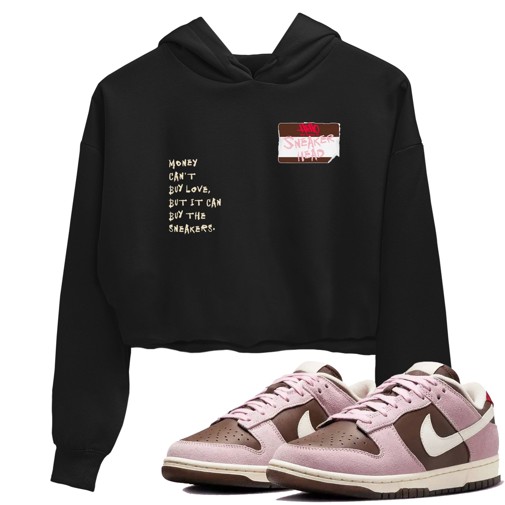 Dunk Cacao Wow And Pink Foam shirts to match jordans Sneakerhead Badge sneaker match tees Dunk Cacao Wow And Pink Foam SNRT Sneaker Tees streetwear brand Black 1 crop tee