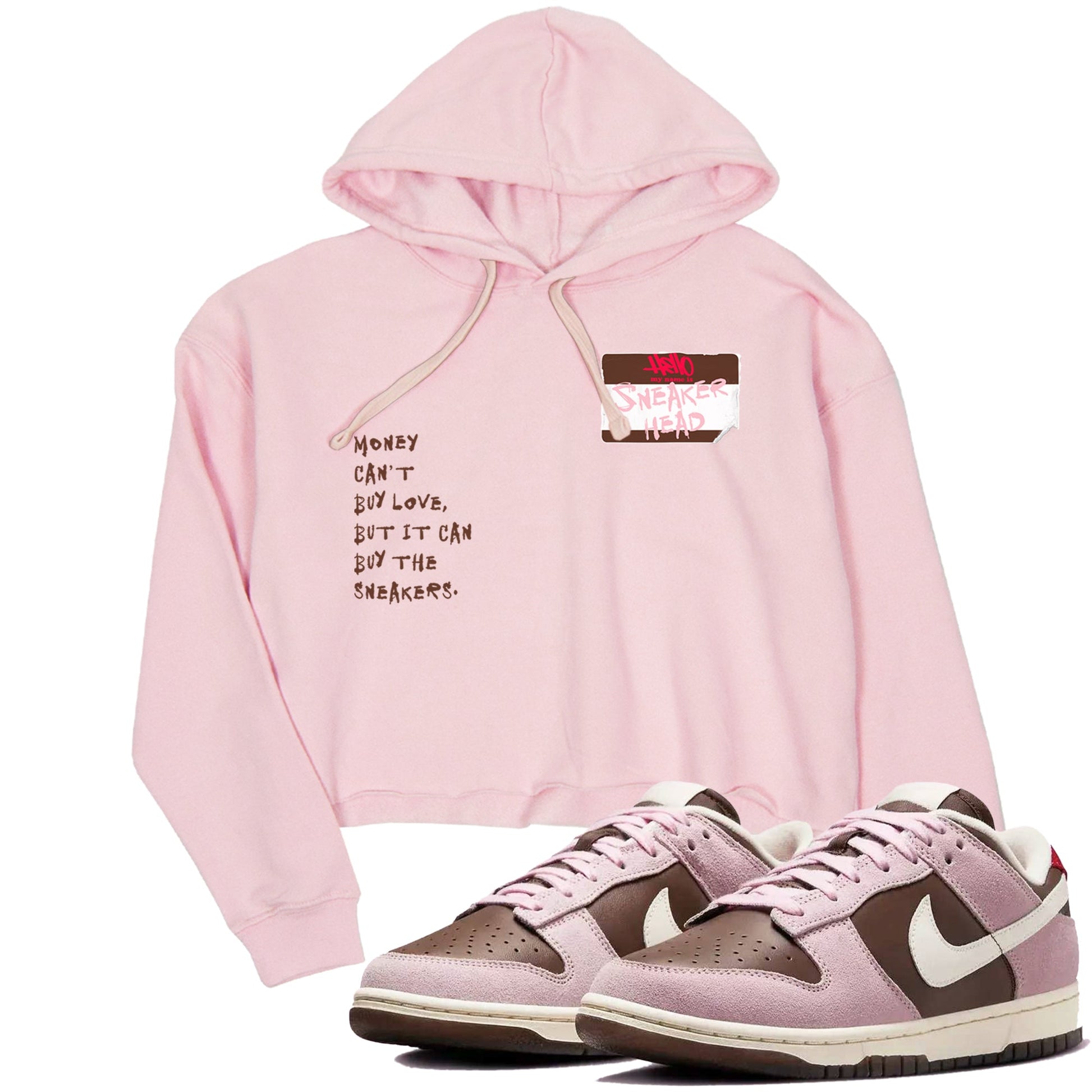 Dunk Cacao Wow And Pink Foam shirts to match jordans Sneakerhead Badge sneaker match tees Dunk Cacao Wow And Pink Foam SNRT Sneaker Tees streetwear brand Pink 1 crop tee